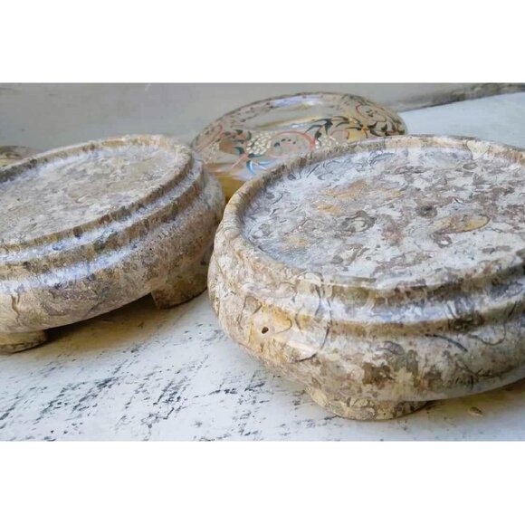 Vintage Hand Painted Madiggan Australia Glass Votives on Onyx/Marble stands - Picture 4 of 7